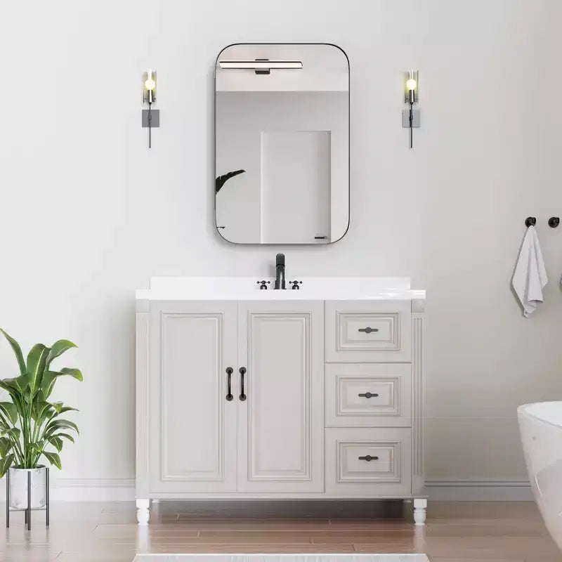Mobiletto portamedicine da bagno rettangolare nero con specchio, 36 * 24 pollici