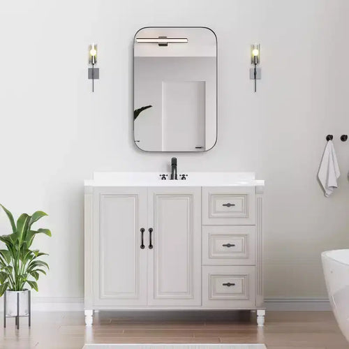 Mobiletto portamedicine da bagno rettangolare nero con specchio, 36 * 24 pollici