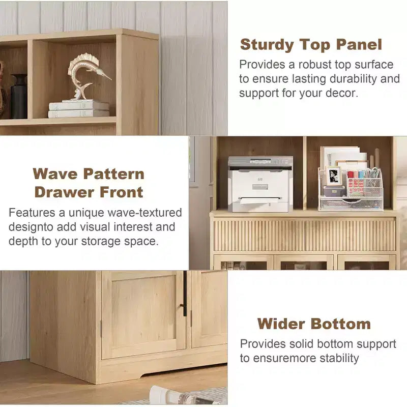 Mobile dispensa alto 70" per cucina, armadietti contenitori con cassetto e 2 ante in vetro e 3 ripiani, mobiletto a pavimento per cucina, ufficio, soggiorno, sala da pranzo