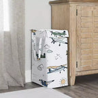 Cesto portabiancheria pieghevole con manici Sweet Jojo Designs per bambino, motivo aereo vintage verde, blu e giallo