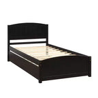Letto a piattaforma singolo con letto estraibile, color espresso