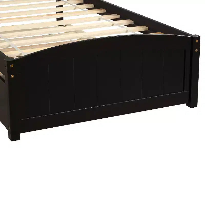 Letto a piattaforma singolo con letto estraibile, color espresso