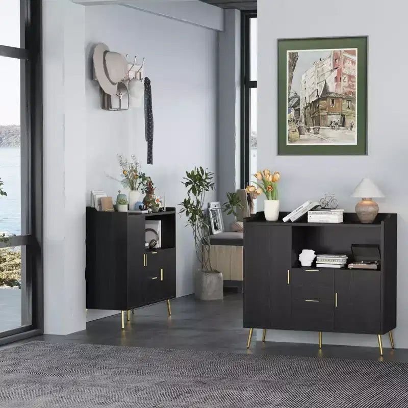 Mobile da Cucina a Microonde da 40 pollici, Credenza a Buffet, Mobile Contenitore, Mobile Bar per Caffè con Ripiani Regolabili, 2 Cassetti e 2 Ante, per la Casa