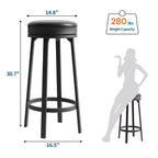 Set di 2 Sgabelli da Bar Girevoli da 76 cm con Struttura in Ferro, Seduta in MDF, Girevole a 360 Gradi, Costruzione Durevole e Design Moderno