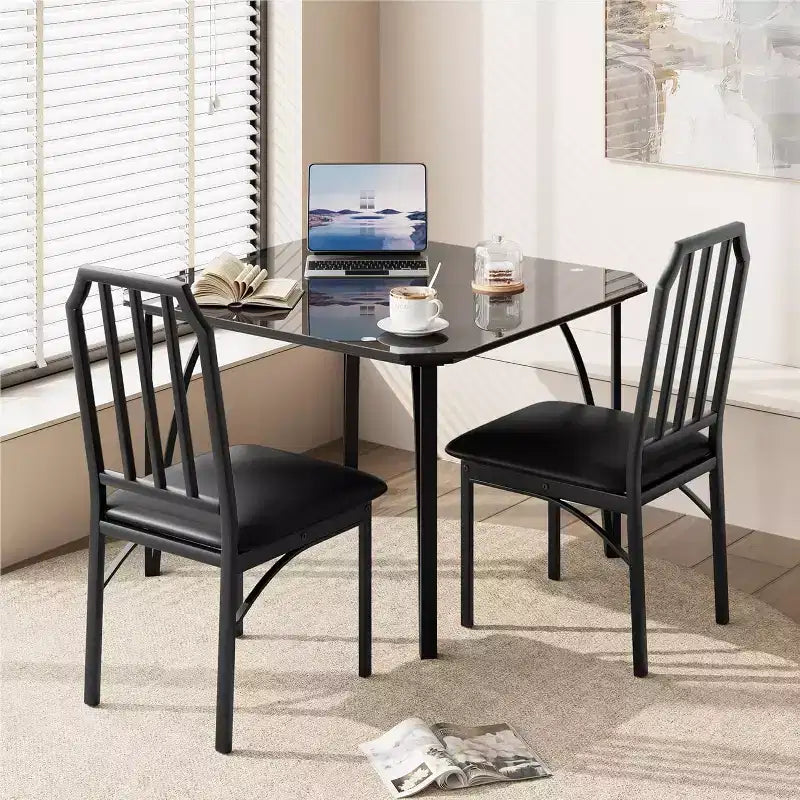 Set Tavolo da Pranzo in Vetro, Tavolo e Sedie da Cucina con Design Smussato, Set Tavolo da Pranzo a 3/5 Pezzi con Sedute Imbottite
