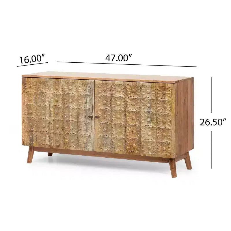 Christopher Knight Home Grimsley, Credenza/Mobile Contenitore in Legno di Acacia con Ripiani e 2 Ante