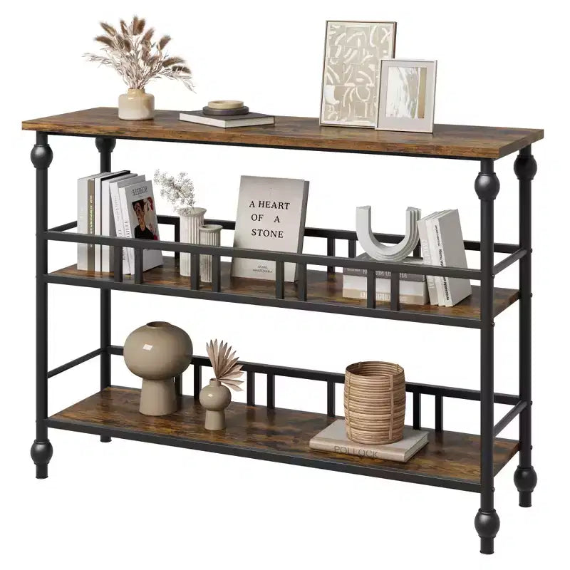Garvee 43 Console Table, 3-Tier Entryway Narrow Sofa Table with Shelves, Side Tables for Living Room, Hallway, Bedroom