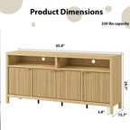 Madia credenza scanalata da 65,8 pollici con 4 ante, mobile contenitore moderno per cucina, sala da pranzo, soggiorno, ingresso