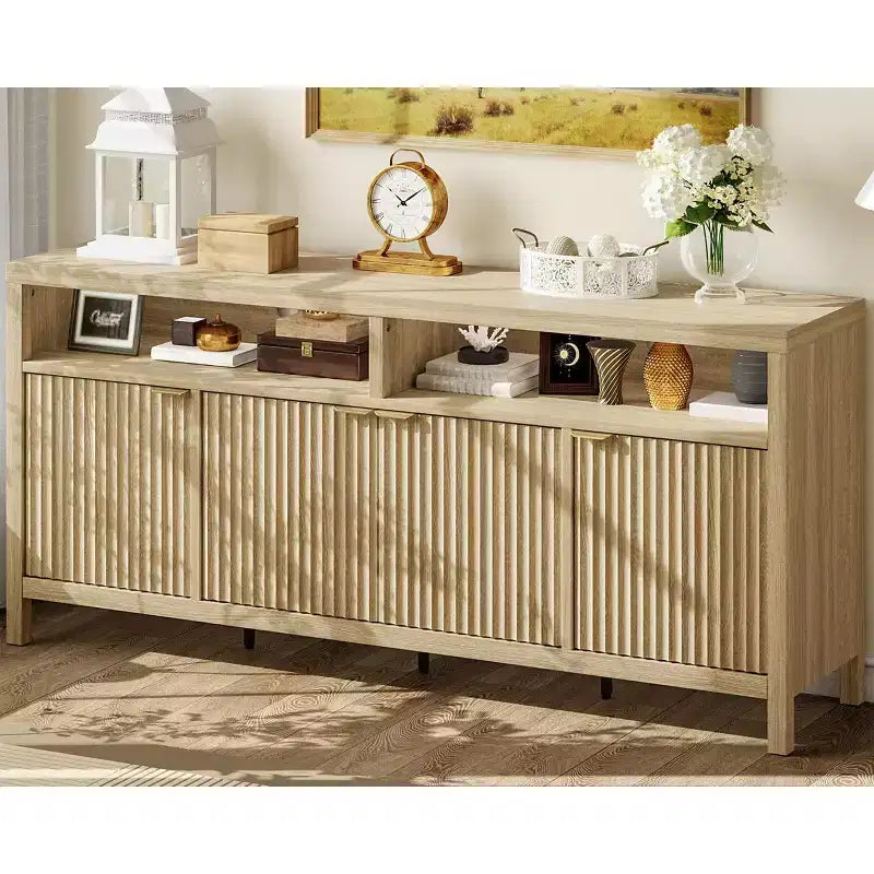 Madia credenza scanalata da 65,8 pollici con 4 ante, mobile contenitore moderno per cucina, sala da pranzo, soggiorno, ingresso
