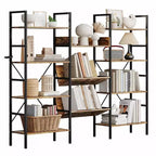 Iron Pipe and Wooden Board Four-Tier Bookshelf - Wooden Board Bookshelf, Living Room Bookshelf, Modern Bookshelf, Sturdy Iron Frame, Spacious Storage