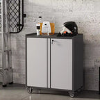 Armadio metallico con serratura e ante - Armadietto portautensili da garage, casa, ufficio, altezza 90 cm, con ruote e ripiani