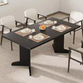 Large Dining Table for 6, Farmhouse Kitchen Table with Padded Top and Unique V-Shaped Feet, Rectangular Wooden Dining Table