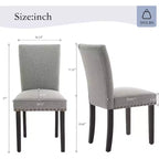 Acekool Sedie da Pranzo Imbottite Set da 2, con Borchie Decorative, Robuste Gambe in Legno, Sedie d'Accento in Tessuto per Sala da Pranzo e Cucina