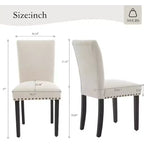 Acekool Sedie da Pranzo Imbottite Set da 2, con Borchie Decorative, Robuste Gambe in Legno, Sedie d'Accento in Tessuto per Sala da Pranzo e Cucina