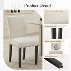 Acekool Sedie da Pranzo Imbottite Set da 2, con Borchie Decorative, Robuste Gambe in Legno, Sedie d'Accento in Tessuto per Sala da Pranzo e Cucina