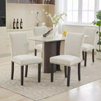 Acekool Sedie da Pranzo Imbottite Set da 2, con Borchie Decorative, Robuste Gambe in Legno, Sedie d'Accento in Tessuto per Sala da Pranzo e Cucina