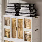 CLIHOME Armadio Portatile Organizer per Vestiti, Cassettiera, Armadietto Contenitore con 12 Ante Magnetiche - 12 Scomparti e 2 Aste Appendiabiti