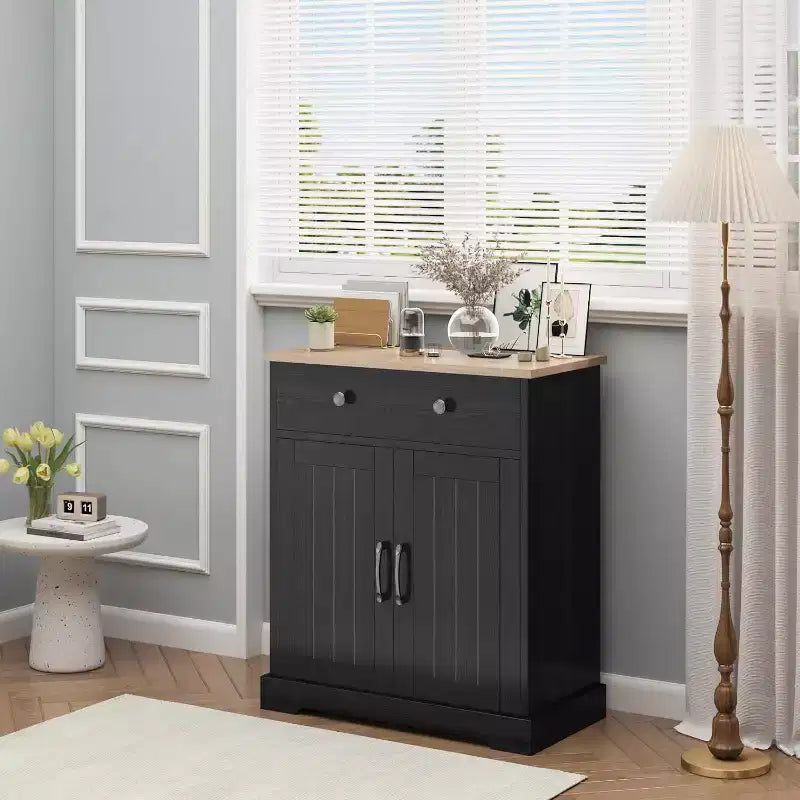 Credenza a buffet con contenitore, mobile contenitore con anta e ripiano regolabile, tavolino consolle moderno da bar