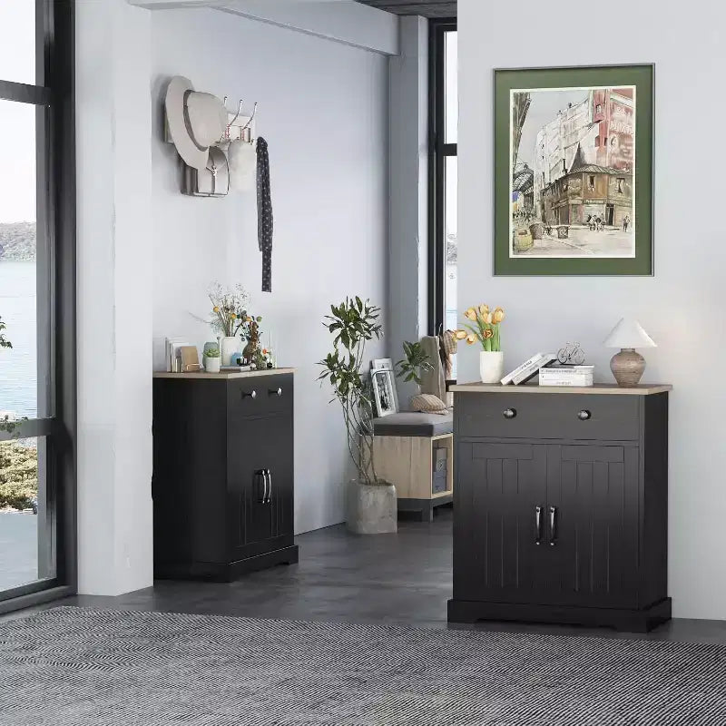 Credenza a buffet con contenitore, mobile contenitore con anta e ripiano regolabile, tavolino consolle moderno da bar
