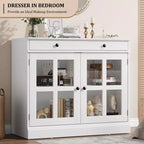 Credenze a Buffet con Anta in Vetro, Credenza da 35,4" con Cassetto Contenitore, Design Adattabile