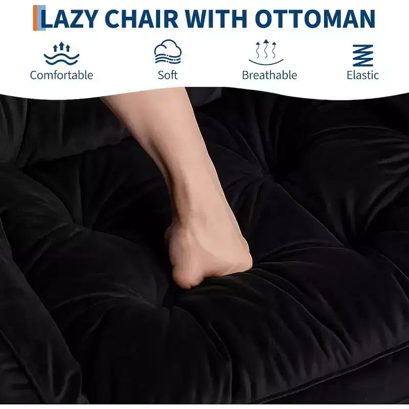 Set da 2 Poltrone Lounge Acekool con Ottomano - Poltrona Relax Moderna con Tasca Laterale, Schienale e Poggiapiedi di Supporto