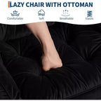 Set da 2 Poltrone Lounge Acekool con Ottomano - Poltrona Relax Moderna con Tasca Laterale, Schienale e Poggiapiedi di Supporto