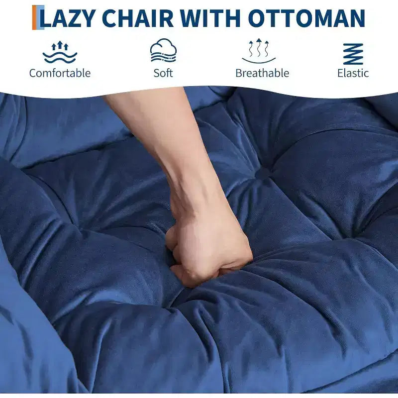 Set da 2 Poltrone Lounge Acekool con Ottomano - Poltrona Relax Moderna con Tasca Laterale, Schienale e Poggiapiedi di Supporto