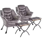 Set da 2 Poltrone Lounge Acekool con Ottomano - Poltrona Relax Moderna con Tasca Laterale, Schienale e Poggiapiedi di Supporto