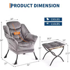 Set da 2 Poltrone Lounge Acekool con Ottomano - Poltrona Relax Moderna con Tasca Laterale, Schienale e Poggiapiedi di Supporto