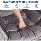 Set da 2 Poltrone Lounge Acekool con Ottomano - Poltrona Relax Moderna con Tasca Laterale, Schienale e Poggiapiedi di Supporto