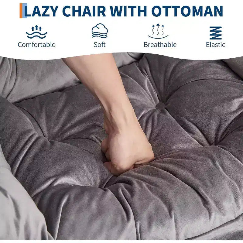 Set da 2 Poltrone Lounge Acekool con Ottomano - Poltrona Relax Moderna con Tasca Laterale, Schienale e Poggiapiedi di Supporto