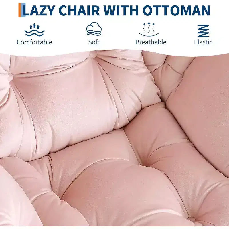 Set da 2 Poltrone Lounge Acekool con Ottomano - Poltrona Relax Moderna con Tasca Laterale, Schienale e Poggiapiedi di Supporto