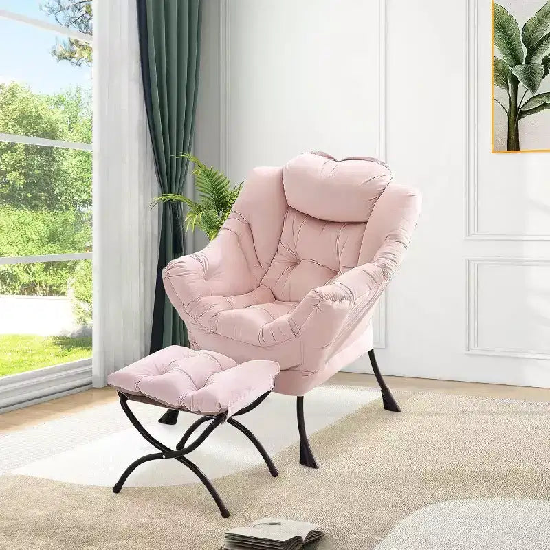 Set da 2 Poltrone Lounge Acekool con Ottomano - Poltrona Relax Moderna con Tasca Laterale, Schienale e Poggiapiedi di Supporto