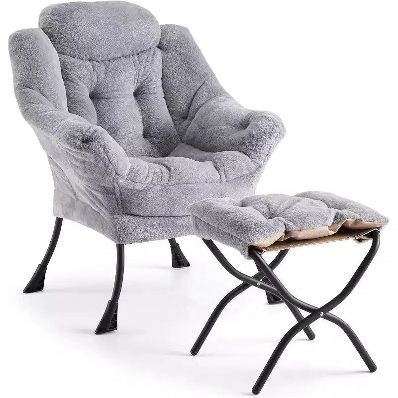 Set da 2 Poltrone Lounge Acekool con Ottomano - Poltrona Relax Moderna con Tasca Laterale, Schienale e Poggiapiedi di Supporto