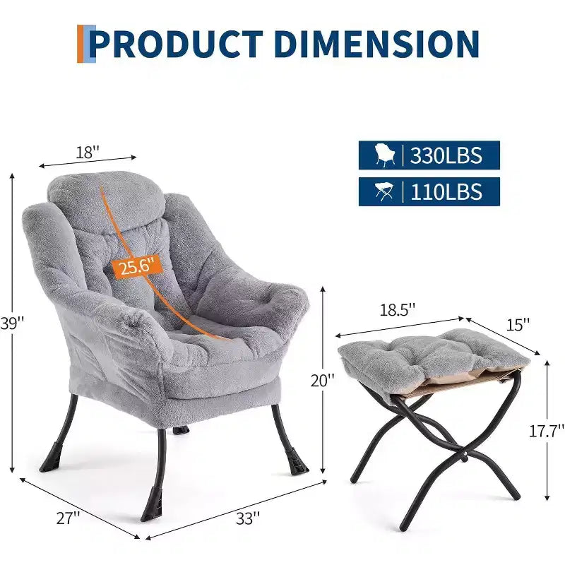 Set da 2 Poltrone Lounge Acekool con Ottomano - Poltrona Relax Moderna con Tasca Laterale, Schienale e Poggiapiedi di Supporto