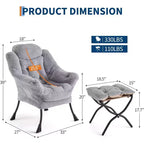 Set da 2 Poltrone Lounge Acekool con Ottomano - Poltrona Relax Moderna con Tasca Laterale, Schienale e Poggiapiedi di Supporto