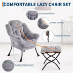 Set da 2 Poltrone Lounge Acekool con Ottomano - Poltrona Relax Moderna con Tasca Laterale, Schienale e Poggiapiedi di Supporto