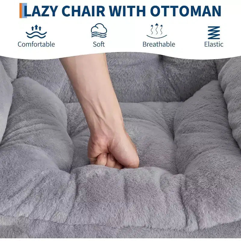 Set da 2 Poltrone Lounge Acekool con Ottomano - Poltrona Relax Moderna con Tasca Laterale, Schienale e Poggiapiedi di Supporto