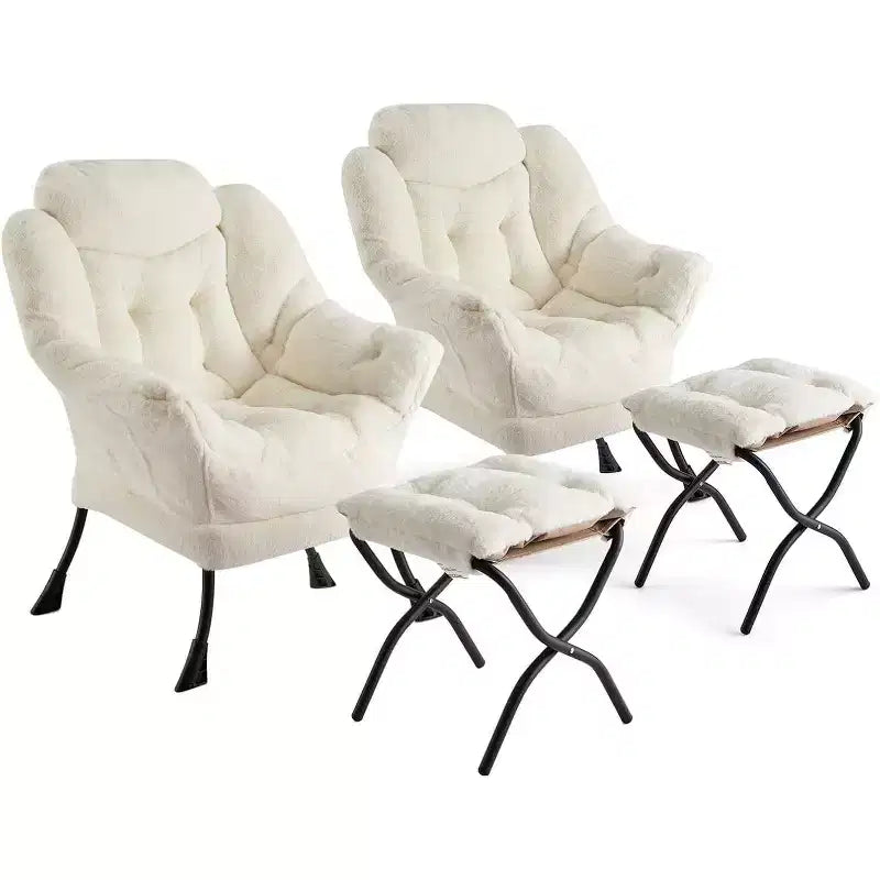 Set da 2 Poltrone Lounge Acekool con Ottomano - Poltrona Relax Moderna con Tasca Laterale, Schienale e Poggiapiedi di Supporto