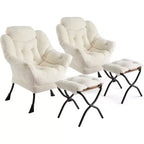 Set da 2 Poltrone Lounge Acekool con Ottomano - Poltrona Relax Moderna con Tasca Laterale, Schienale e Poggiapiedi di Supporto