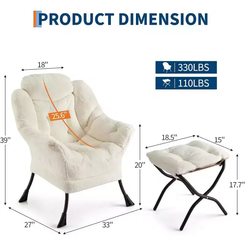 Set da 2 Poltrone Lounge Acekool con Ottomano - Poltrona Relax Moderna con Tasca Laterale, Schienale e Poggiapiedi di Supporto