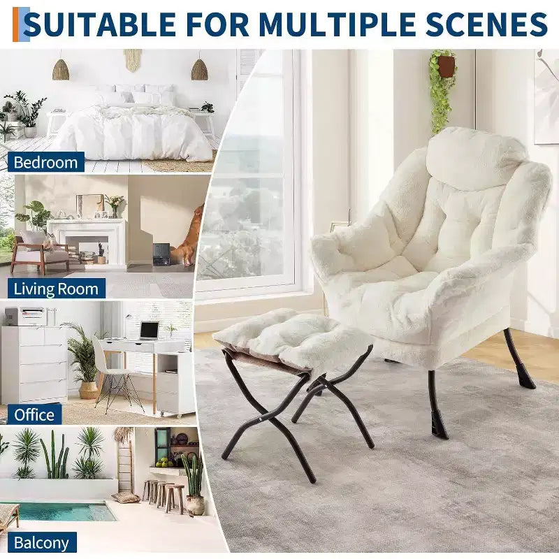 Set da 2 Poltrone Lounge Acekool con Ottomano - Poltrona Relax Moderna con Tasca Laterale, Schienale e Poggiapiedi di Supporto