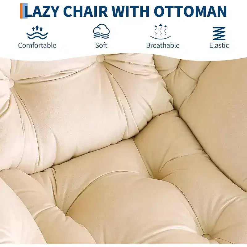 Set da 2 Poltrone Lounge Acekool con Ottomano - Poltrona Relax Moderna con Tasca Laterale, Schienale e Poggiapiedi di Supporto