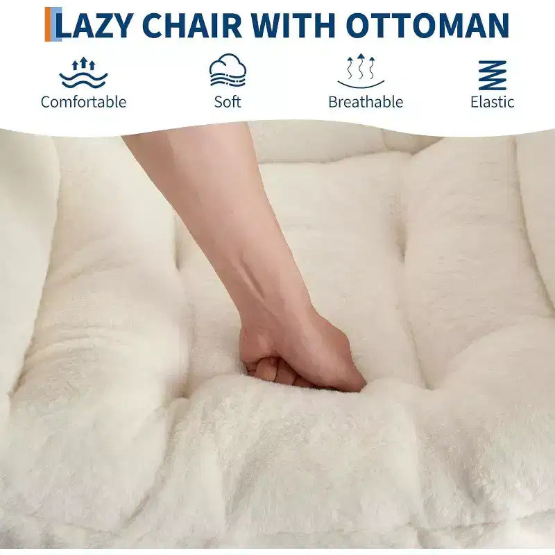 Set da 2 Poltrone Lounge Acekool con Ottomano - Poltrona Relax Moderna con Tasca Laterale, Schienale e Poggiapiedi di Supporto