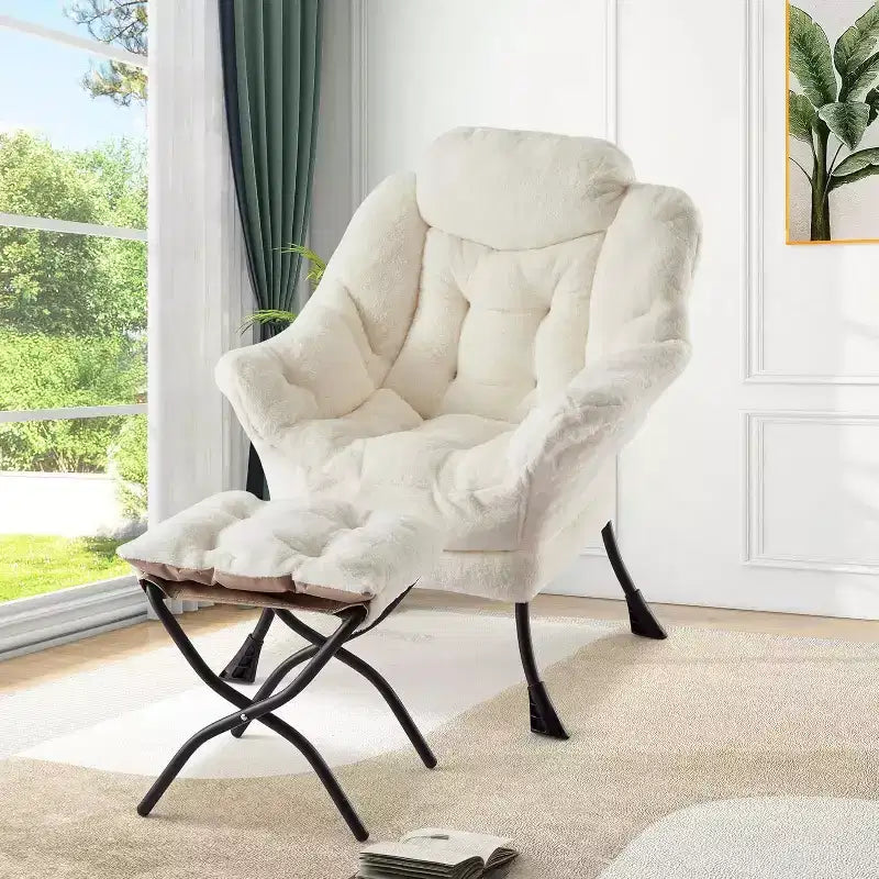 Set da 2 Poltrone Lounge Acekool con Ottomano - Poltrona Relax Moderna con Tasca Laterale, Schienale e Poggiapiedi di Supporto