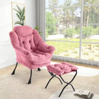 Set da 2 Poltrone Lounge Acekool con Ottomano - Poltrona Relax Moderna con Tasca Laterale, Schienale e Poggiapiedi di Supporto