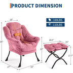 Set da 2 Poltrone Lounge Acekool con Ottomano - Poltrona Relax Moderna con Tasca Laterale, Schienale e Poggiapiedi di Supporto