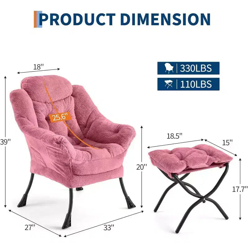 Set da 2 Poltrone Lounge Acekool con Ottomano - Poltrona Relax Moderna con Tasca Laterale, Schienale e Poggiapiedi di Supporto