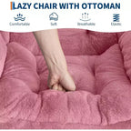 Set da 2 Poltrone Lounge Acekool con Ottomano - Poltrona Relax Moderna con Tasca Laterale, Schienale e Poggiapiedi di Supporto