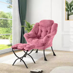 Set da 2 Poltrone Lounge Acekool con Ottomano - Poltrona Relax Moderna con Tasca Laterale, Schienale e Poggiapiedi di Supporto